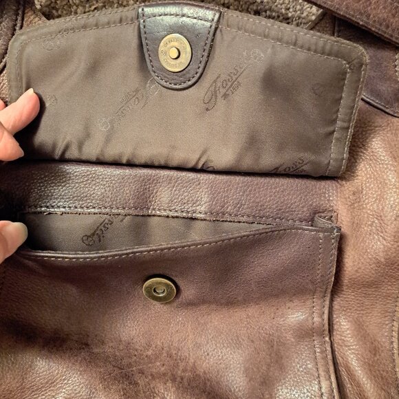 Vintage Fossil Leather Brown Purse #75082 With Double Straps & Lots of Storage - Picture 7 of 13